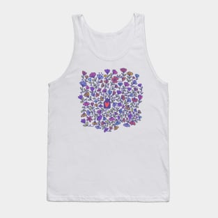 House with line art flowers surrounding it Tank Top